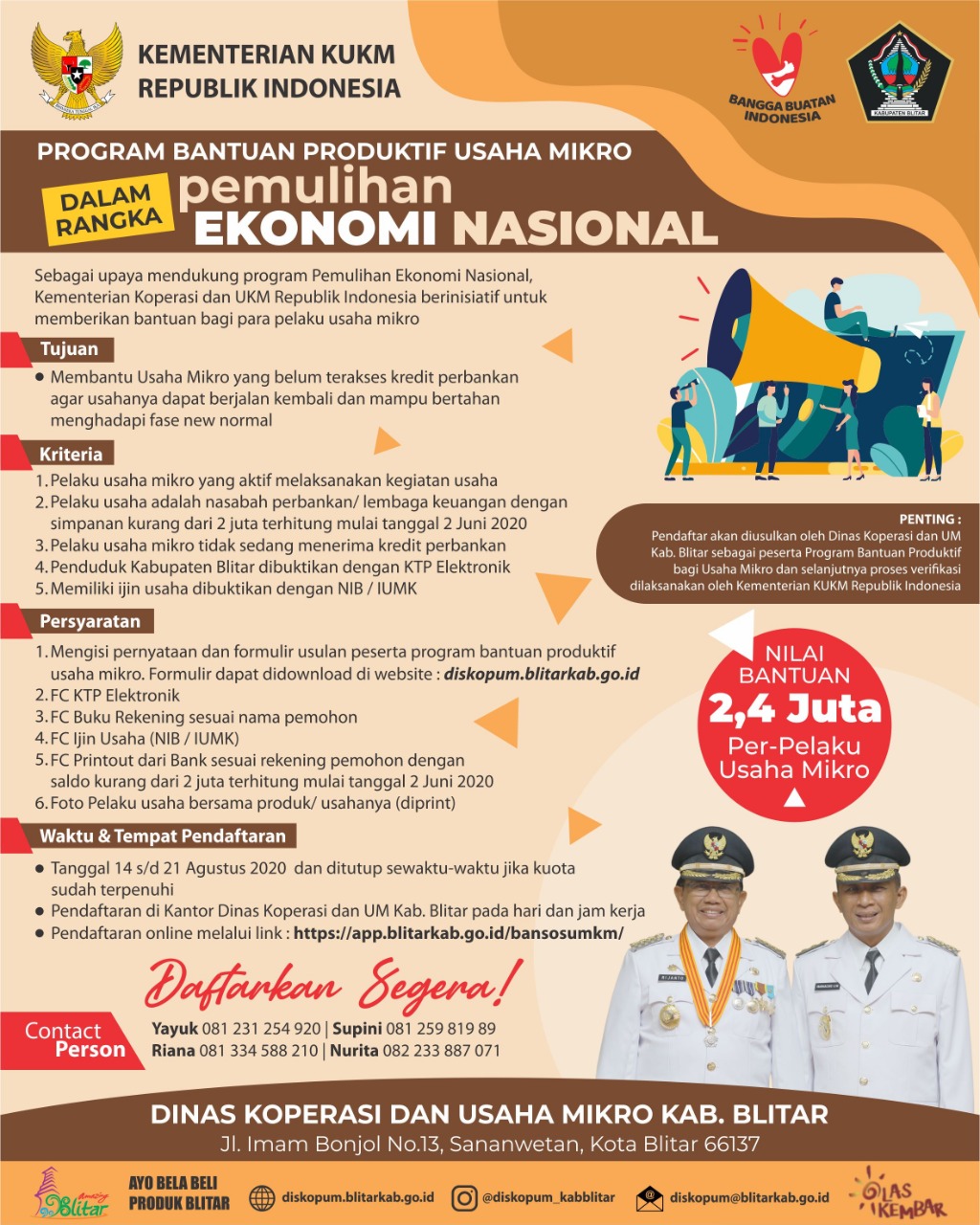 PENGUMUMAN PROGRAM BANTUAN BAGI PELAKU USAHA MIKRO (BPUM)